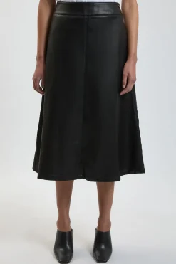 Jupe Midi Évasée En Synthétiquecuir