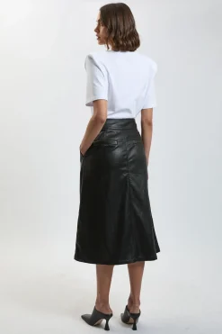Jupe Midi Évasée En Synthétiquecuir