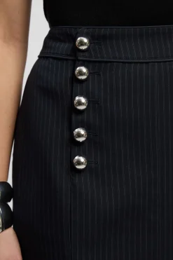 KarenMillen Jupe Midi Évasée À Rayures Diplomatiques Ajustée<Femme Tailleurs|Jupes