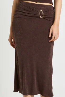 boohoo Jupe Mi-Longue en Acétate Slinky avec Détails de Finition<Femme Jupes|Jupes