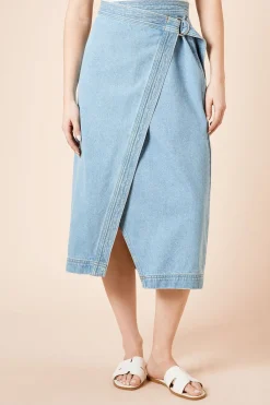 Dorothy Perkins Jupe Mi-Longue en Denim à Devant Croisé<Femme Jupes|Denim