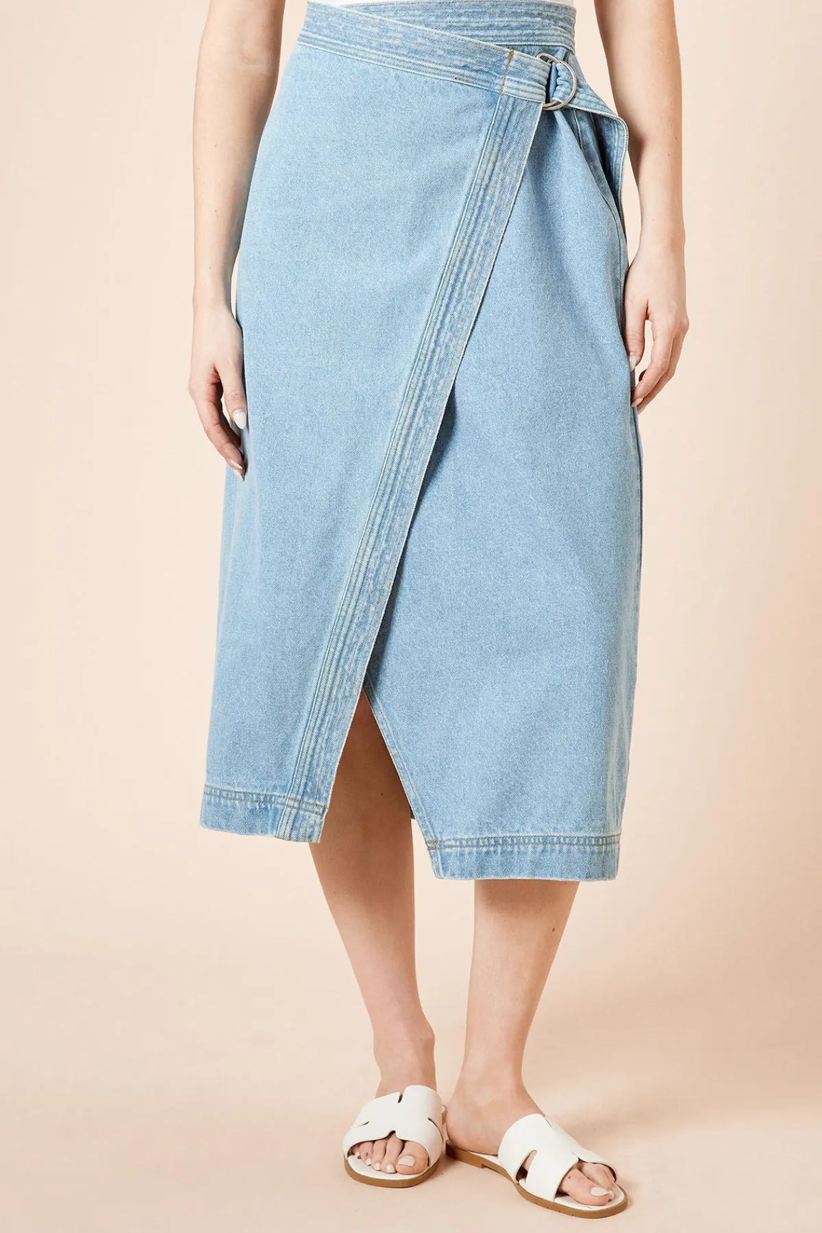 Dorothy Perkins Jupe Mi-Longue en Denim à Devant Croisé<Femme Jupes|Denim