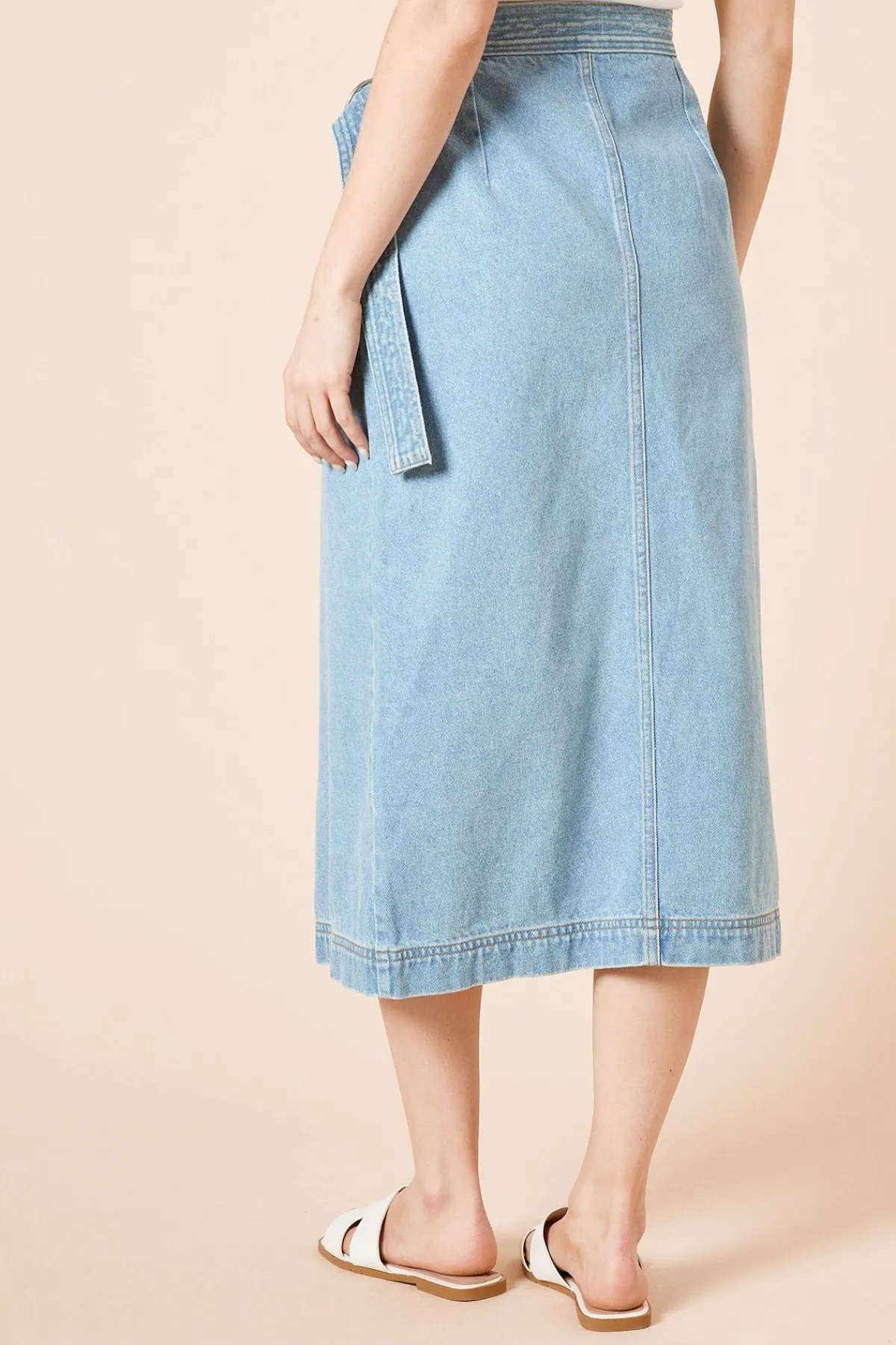 Dorothy Perkins Jupe Mi-Longue en Denim à Devant Croisé<Femme Jupes|Denim
