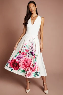 Coast Jupe Mi-longue En Satin Avec Imprimé Placé<Femme Jupes|Jupes