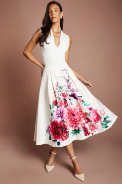Coast Jupe Mi-longue En Satin Avec Imprimé Placé<Femme Jupes|Jupes