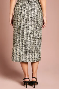 Jupe Mi-Longue en Tweed à Paillettes