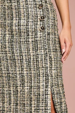 Jupe Mi-Longue en Tweed à Paillettes