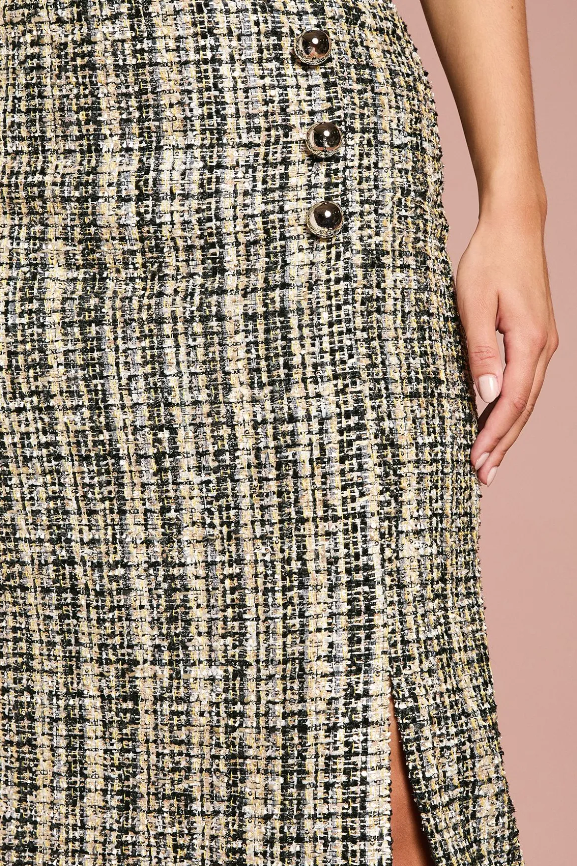 Jupe Mi-Longue en Tweed à Paillettes