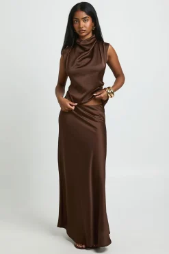 Jupe Mi-longue Fluide En Satin Pour Grandes Tailles