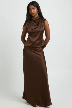 Jupe Mi-longue Fluide En Satin Pour Grandes Tailles
