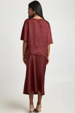Jupe Mi-longue Portefeuille En Satin Texturé