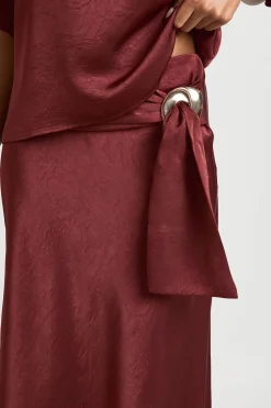 Jupe Mi-longue Portefeuille En Satin Texturé