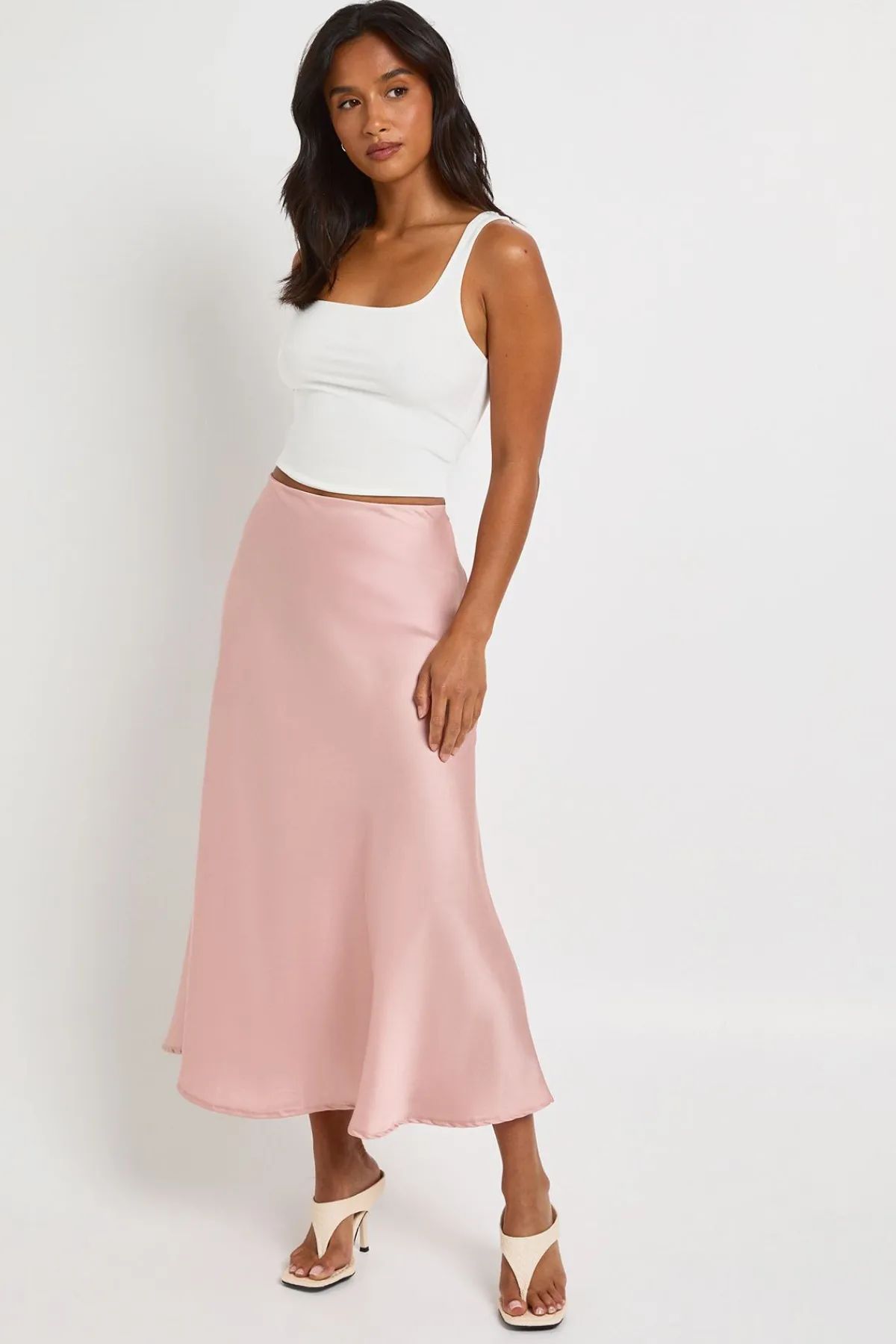 boohoo Jupe Mi-longue Satinée Petite<Femme Jupes|Jupes