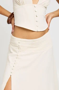 Jupe Mi-longue À Taille Plissée Froncée