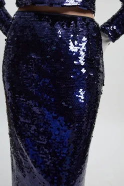 KarenMillen Jupe Mi-Longue Tissée à Fente Avant avec Sequins<Femme Jupes|Jupes