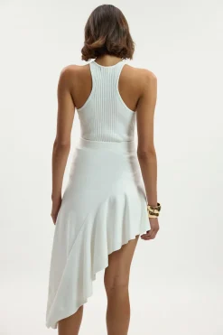 KarenMillen Jupe Mi-Longue Tricotée à Ourlet Asymétrique en Mélange de Viscose<Femme Jupes|Pulls Et Gilets