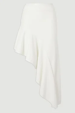 KarenMillen Jupe Mi-Longue Tricotée à Ourlet Asymétrique en Mélange de Viscose<Femme Jupes|Pulls Et Gilets