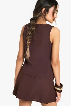 boohoo Jupe Mini A-Line en Lin<Femme Jupes|Jupes