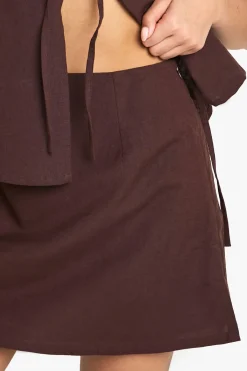boohoo Jupe Mini A-Line en Lin<Femme Jupes|Jupes