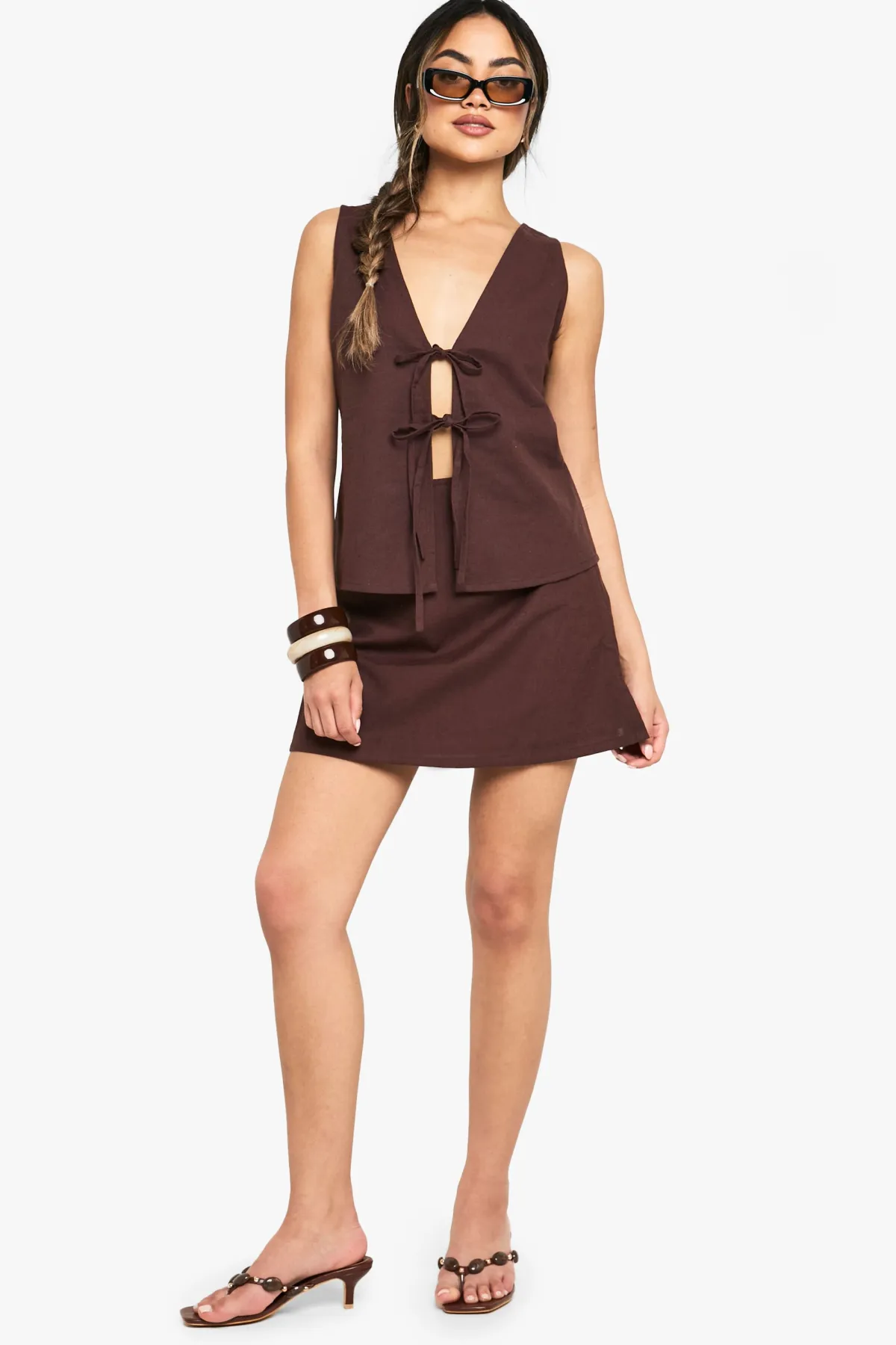 boohoo Jupe Mini A-Line en Lin<Femme Jupes|Jupes