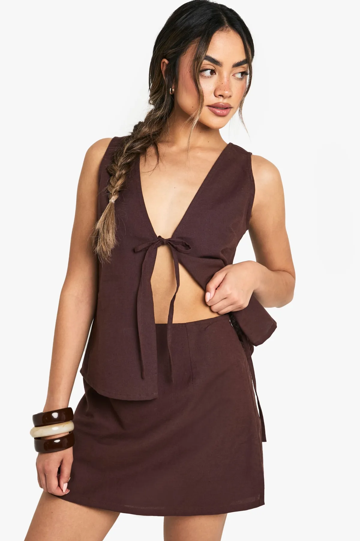 boohoo Jupe Mini A-Line en Lin<Femme Jupes|Jupes