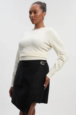 Jupe Mini Asymétrique Bandage Moulante Grande Taille
