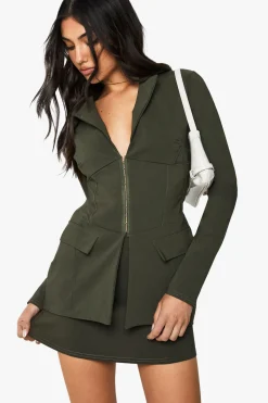 boohoo Jupe Mini Bengaline à Ourlet Fendu<Femme Tailleurs|Jupes