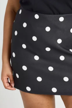 Jupe Mini Bengaline À Pois Grande Taille