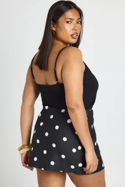 Jupe Mini Bengaline À Pois Grande Taille