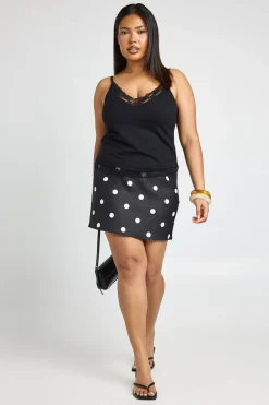 Jupe Mini Bengaline À Pois Grande Taille