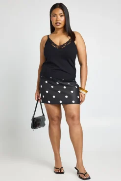 Jupe Mini Bengaline À Pois Grande Taille