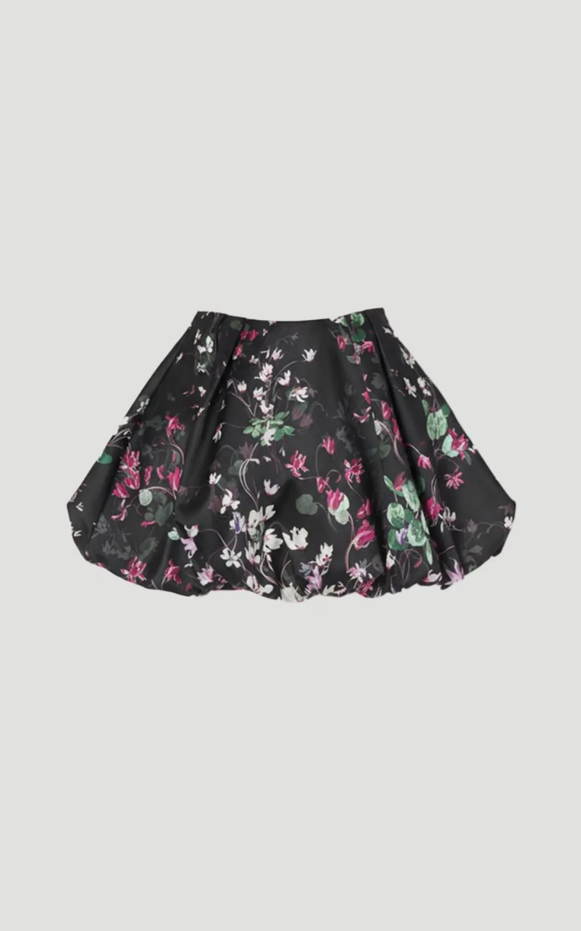 Jupe Mini Boule Bouffante en Sergé à Motifs Floraux Épars