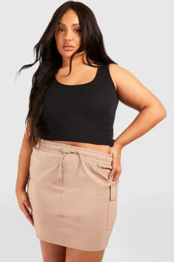 Jupe mini cargo grande taille à cordon
