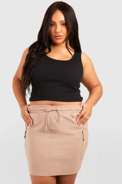 Jupe mini cargo grande taille à cordon