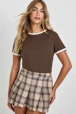 boohoo Jupe mini à carreaux avec plis en boîte<Femme Jupes|Jupes