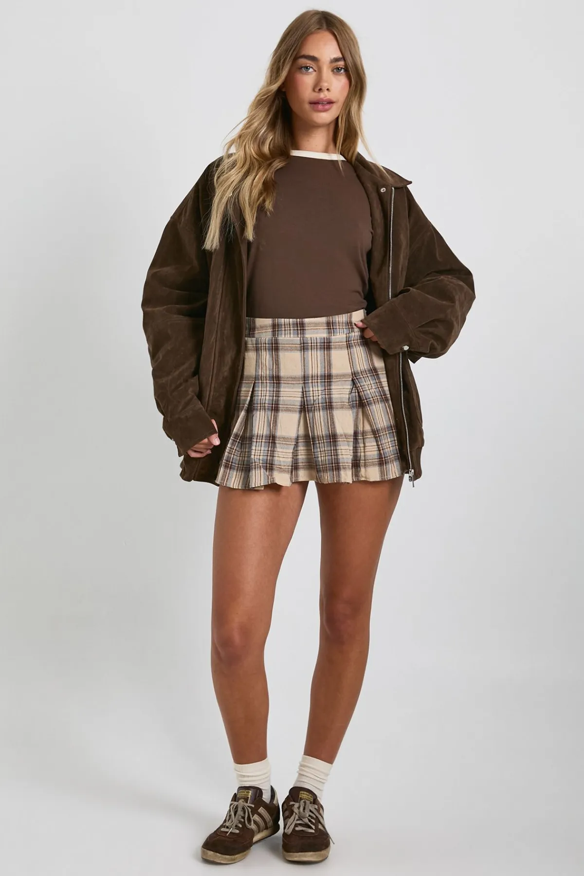 boohoo Jupe mini à carreaux avec plis en boîte<Femme Jupes|Jupes