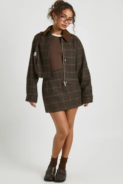 Jupe Mini à Carreaux Look Laine