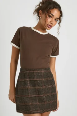 Jupe Mini à Carreaux Look Laine
