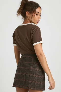 Jupe Mini à Carreaux Look Laine