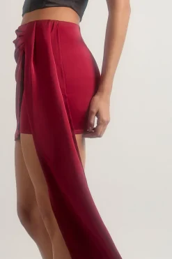 Jupe mini drapée en satin