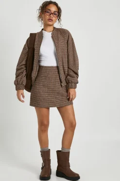 Jupe Mini Effet Laine à Carreaux