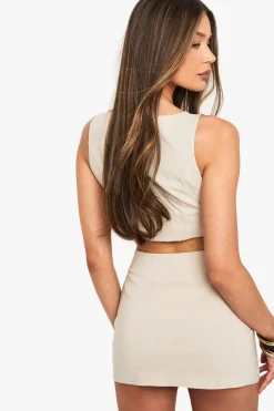 boohoo Jupe Mini en Bengaline avec Pinces<Femme Jupes|Jupes