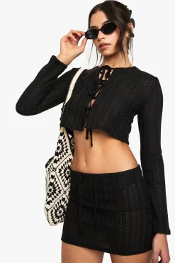 Jupe mini en crochet avec culotte intégrée