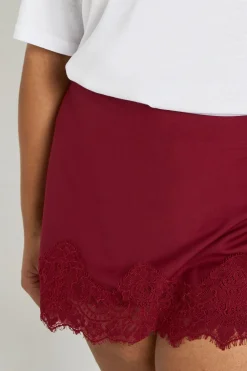 Jupe Mini en Crêpe avec Bordure en Dentelle Grande Taille