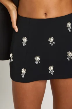 boohoo Jupe Mini en Crêpe avec Garniture Diamante<Femme Jupes|Jupes