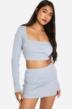 Jupe Mini en Côte à Effet Déchiré