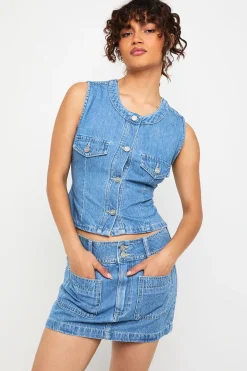 Jupe mini en denim avec détails de poche