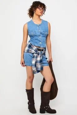 Jupe mini en denim avec détails de poche