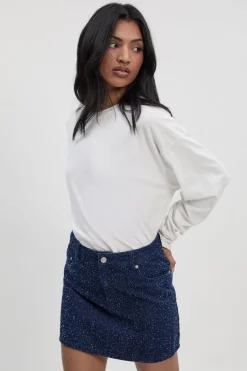 Jupe mini en denim Bouclé