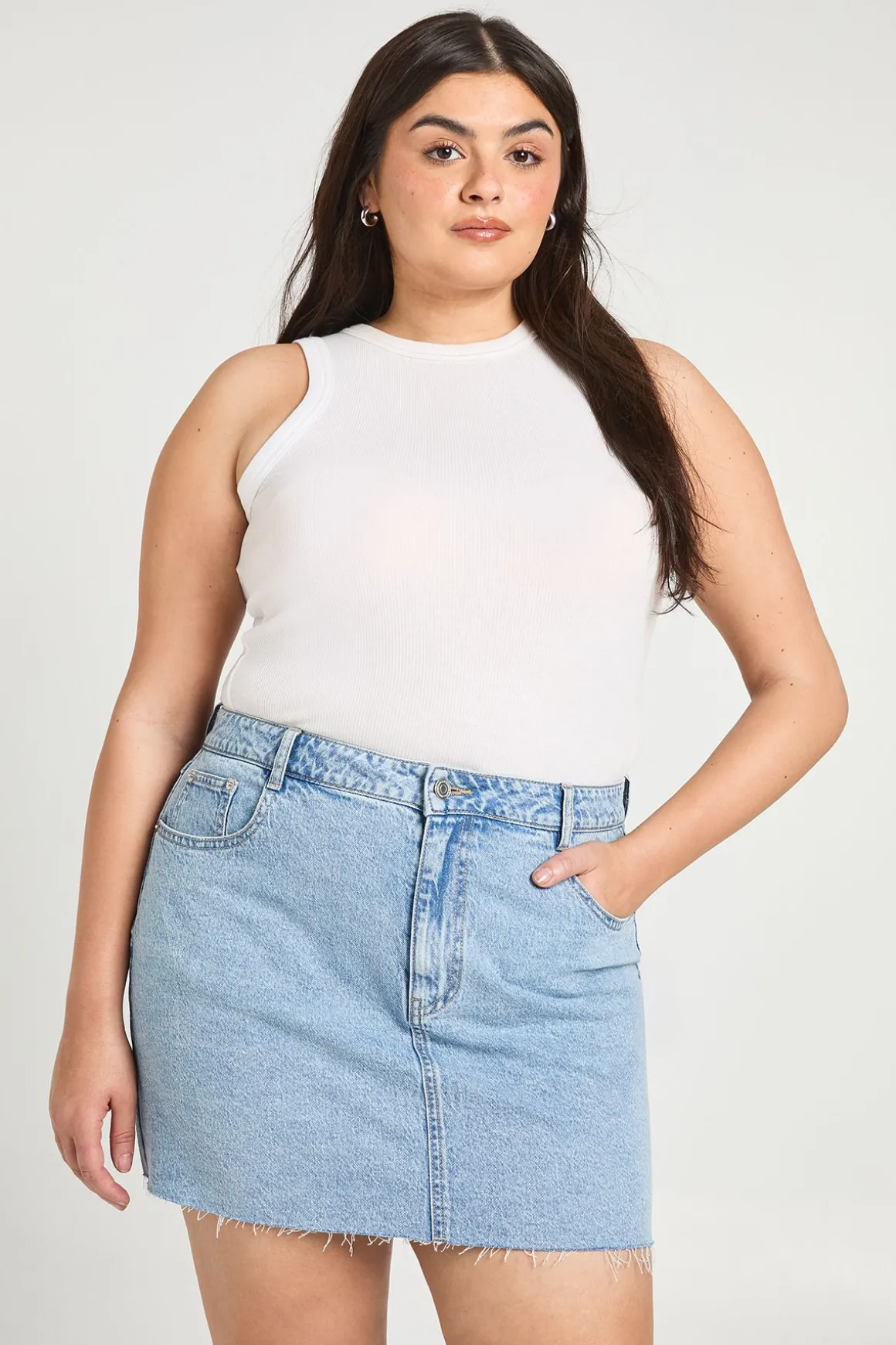Jupe Mini en Denim Grande Taille